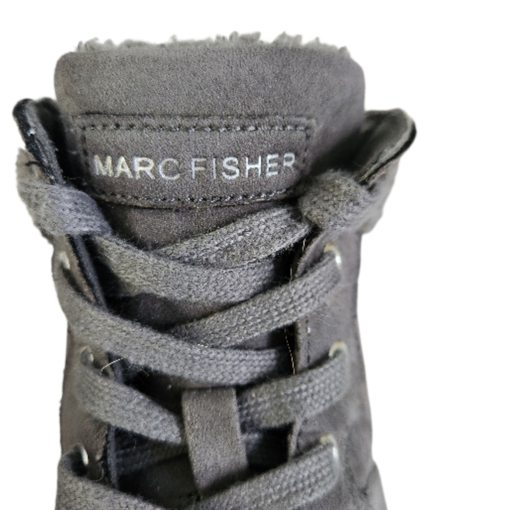 MARC FISHER Grey Suede High Top Sneakers Shearling Lined Dapyr 9m - Picture 7 of 12